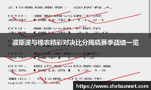 波斯波与棉农精彩对决比分揭晓赛季战绩一览